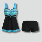 Damen Tankini Badeanzug mit Bindeband und Rüschensrock