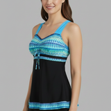 Damen Tankini Badeanzug mit Bindeband und Rüschensrock