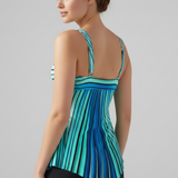 Damen Tankini Badeanzug mit V-Ausschnitt und gefälteltem Saum
