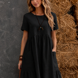 Damen Midi-Kleid mit gestuften Taschen