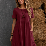 Damen Midi-Kleid mit gestuften Taschen