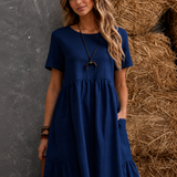 Damen Midi-Kleid mit gestuften Taschen