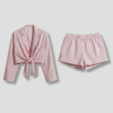 Damen Top und Shorts Set mit Karomuster und elastischem Bund