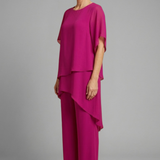 Damen Top- und Hosen-Set mit asymmetrischem Saum und weitem Bein