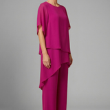 Damen Top- und Hosen-Set mit asymmetrischem Saum und weitem Bein