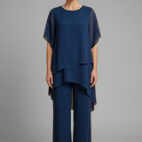 Damen Top- und Hosen-Set mit asymmetrischem Saum und weitem Bein