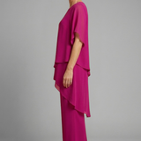 Damen Top- und Hosen-Set mit asymmetrischem Saum und weitem Bein