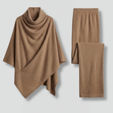Damen-Top und Hosen-Set mit hohem Kragen und weiten Ärmeln