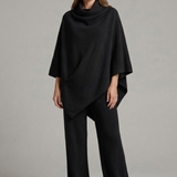 Damen-Top und Hosen-Set mit hohem Kragen und weiten Ärmeln