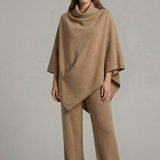Damen-Top und Hosen-Set mit hohem Kragen und weiten Ärmeln
