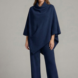 Damen-Top und Hosen-Set mit hohem Kragen und weiten Ärmeln