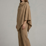 Damen-Top und Hosen-Set mit hohem Kragen und weiten Ärmeln