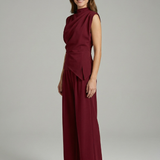 Damen Set aus Top und Hose mit Rundhalsausschnitt und geraden Beinen