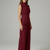 Damen Set aus Top und Hose mit Rundhalsausschnitt und geraden Beinen