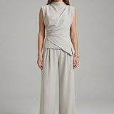 Damen Set aus Top und Hose mit Rundhalsausschnitt und geraden Beinen