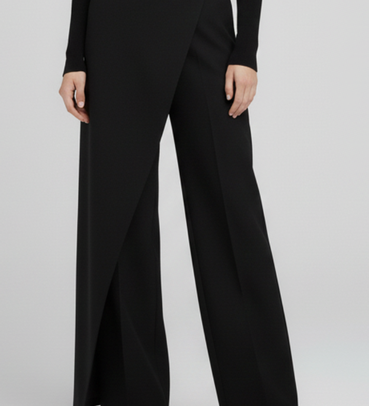 Damenhose mit asymmetrischer Front und geraden Beinen