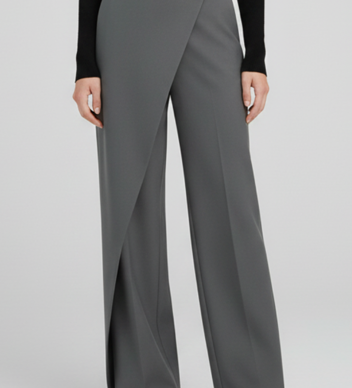 Damenhose mit asymmetrischer Front und geraden Beinen