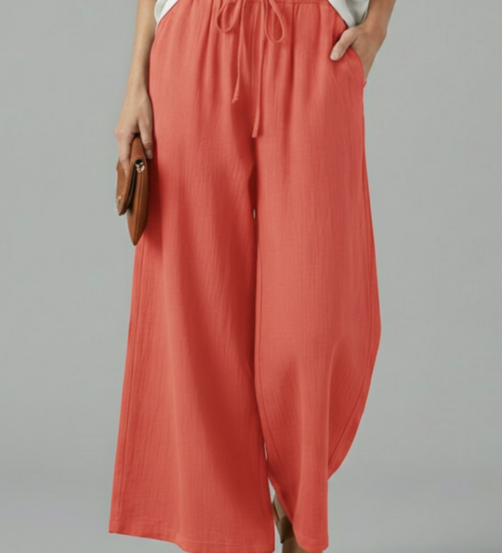 Damenhose mit Kordelzug und weitem Bein