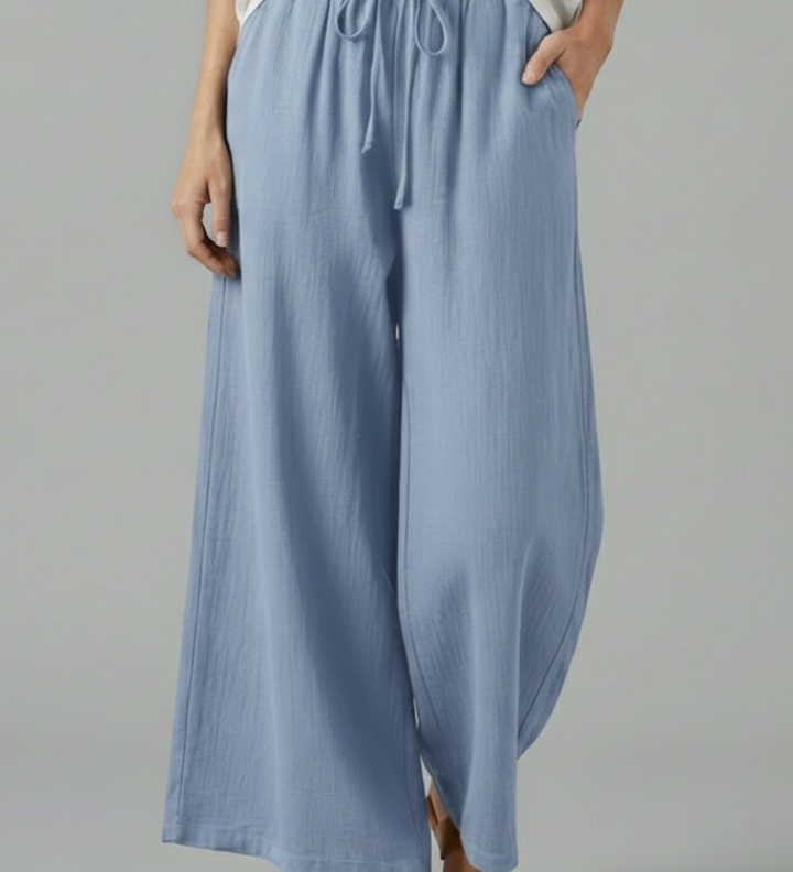 Damenhose mit Kordelzug und weitem Bein