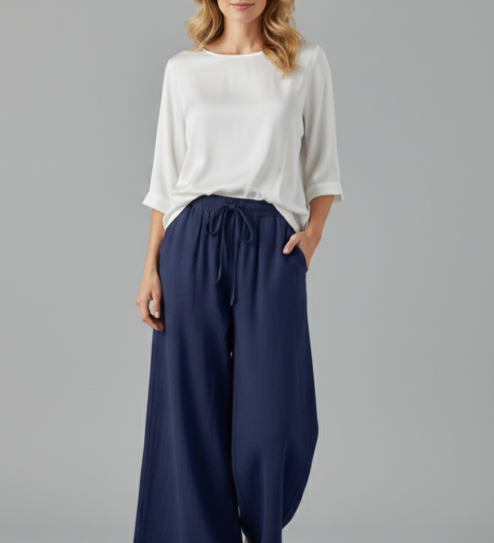 Damenhose mit Kordelzug und weitem Bein