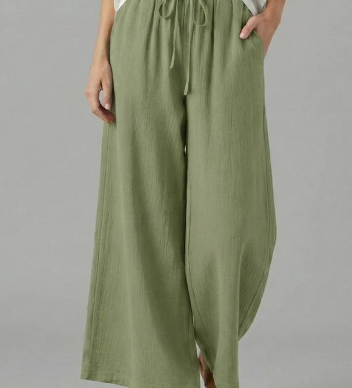 Damenhose mit Kordelzug und weitem Bein
