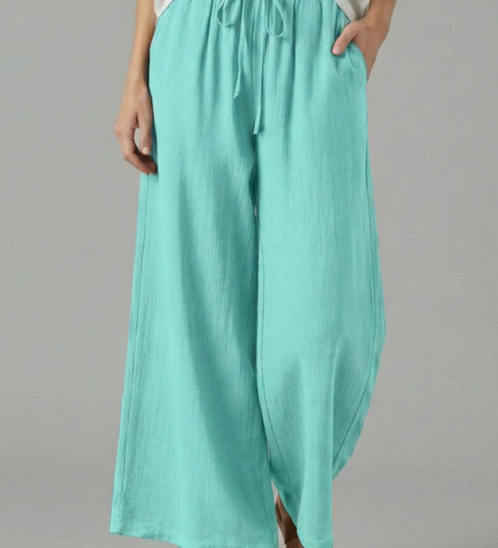 Damenhose mit Kordelzug und weitem Bein