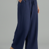 Damenhose mit Kordelzug und weitem Bein