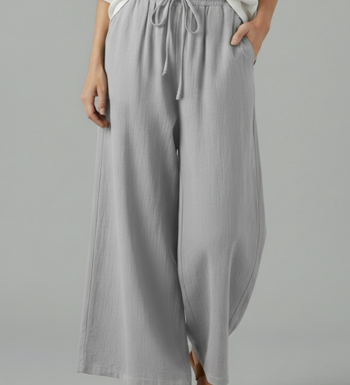 Damenhose mit Kordelzug und weitem Bein