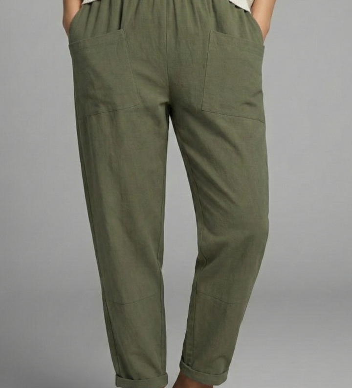 Damenhose mit elastischem Bund und Seitentaschen