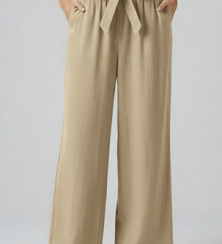 Damenhose mit elastischem Bund und Bindegürtel