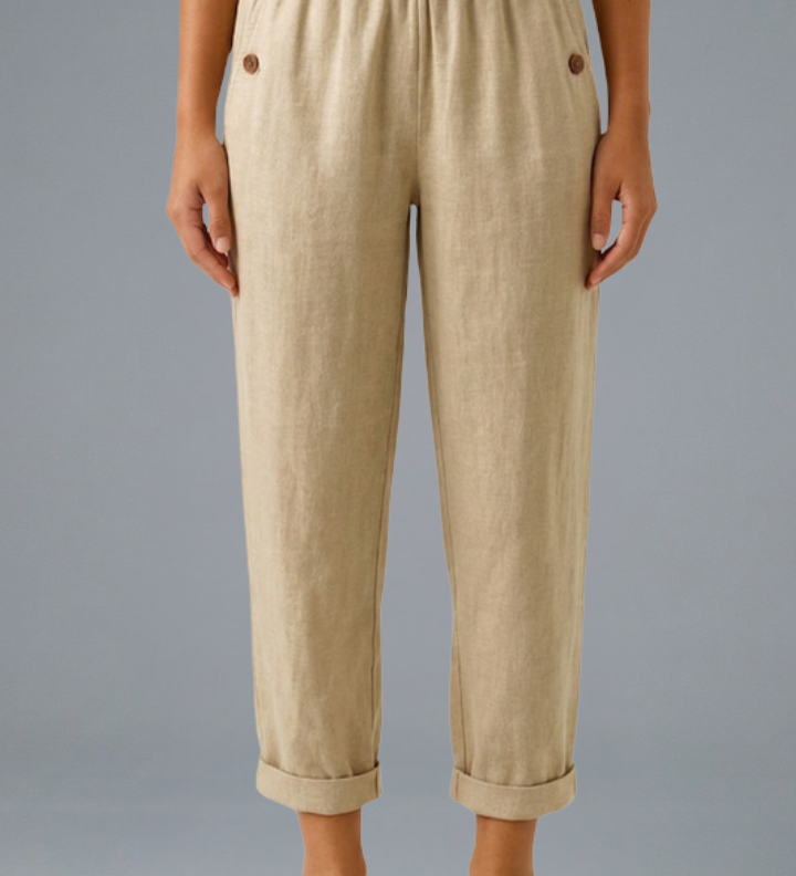 Damenhose mit elastischem Bund und seitlichen Taschen
