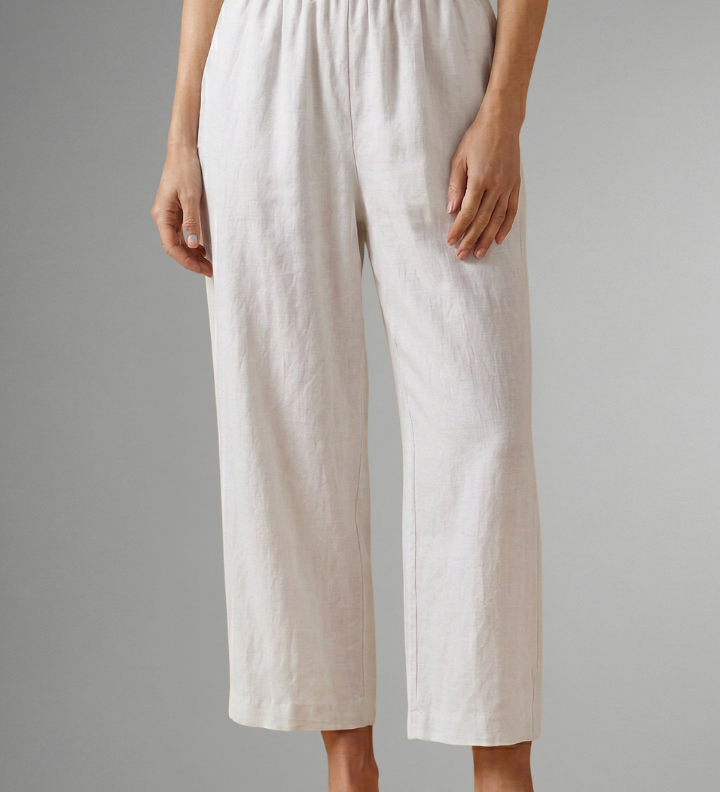 Damenhose mit elastischem Bund und weitem Bein