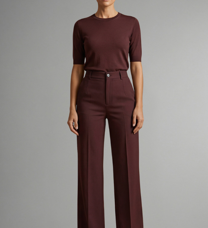 Damenhose mit Hohem Bund und Geradem Bein