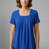 Damen-Tunika-Top mit quadratischem Ausschnitt und gefaltetem Vorderteil