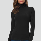Damen Rollkragenpullover mit langen Ärmeln und einfarbiger Oberfläche