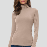 Damen Rollkragenpullover mit langen Ärmeln und einfarbiger Oberfläche