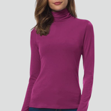 Damen Rollkragenpullover mit langen Ärmeln und einfarbiger Oberfläche