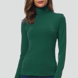 Damen Rollkragenpullover mit langen Ärmeln und einfarbiger Oberfläche