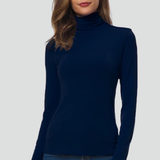 Damen Rollkragenpullover mit langen Ärmeln und einfarbiger Oberfläche