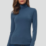 Damen Rollkragenpullover mit langen Ärmeln und einfarbiger Oberfläche