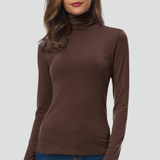 Damen Rollkragenpullover mit langen Ärmeln und einfarbiger Oberfläche