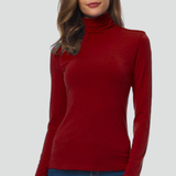 Damen Rollkragenpullover mit langen Ärmeln und einfarbiger Oberfläche