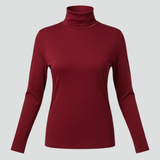 Damen Rollkragenpullover mit langen Ärmeln und einfarbiger Oberfläche