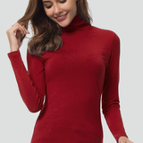 Damen Rollkragenpullover mit langen Ärmeln und einfarbiger Oberfläche
