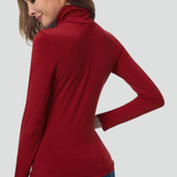 Damen Rollkragenpullover mit langen Ärmeln und einfarbiger Oberfläche