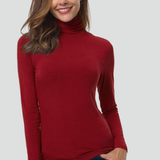 Damen Rollkragenpullover mit langen Ärmeln und einfarbiger Oberfläche