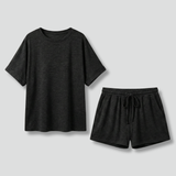 Damen Zweiteiliges Set mit Batwing-Top und Shorts mit Kordelzug