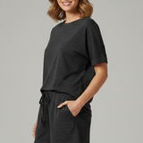 Damen Zweiteiliges Set mit Batwing-Oberteil und Shorts mit Kordelzug
