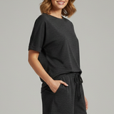 Damen Zweiteiliges Set mit Batwing-Top und Shorts mit Kordelzug