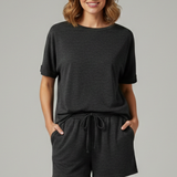 Damen Zweiteiliges Set mit Batwing-Top und Shorts mit Kordelzug